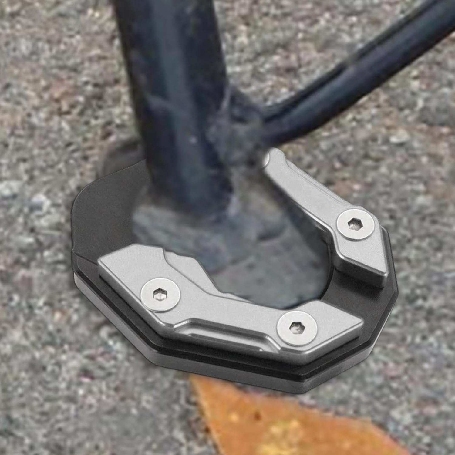 Motorcycle Pad - Foot Side Stand Extension Pad | Extension Pad, Motorcycle Extension Support Plate, Motorcycle Extension Pad for Touring - Silver image number 4