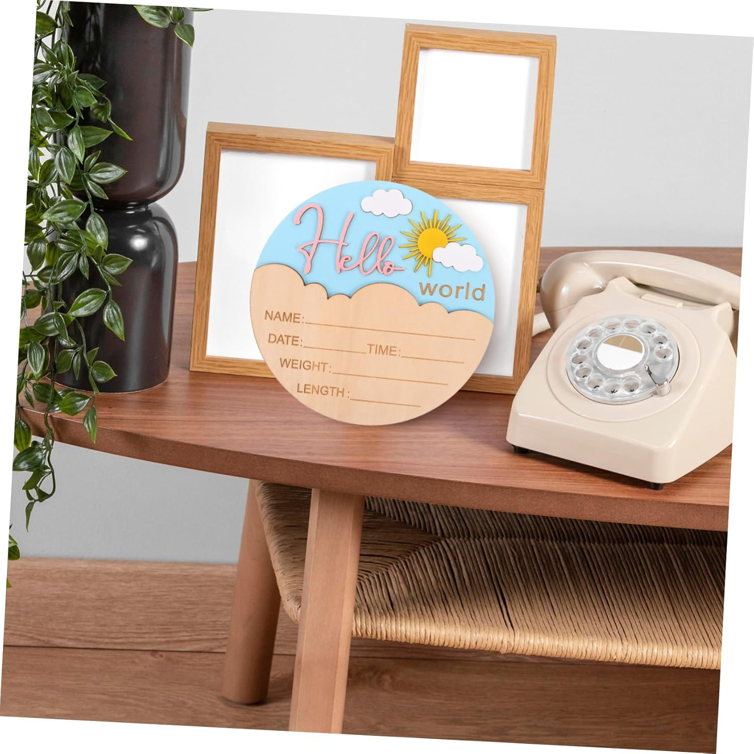 Abaodam Wooden Newborn Announcement Sign Name Plaques Rustic Birth Welcome Board for Nursery Photo Prop Unisex Pink Shower Decoration image number 2