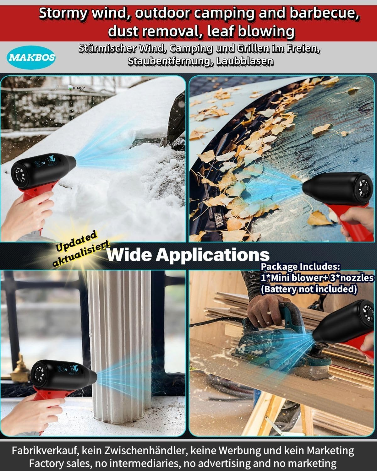 Blower Leaf Blower for Milwaukee 12 V M12 Battery, Mini Jet Dry Blower, Compressed Air Duster, Dust Blower, Electric Dust Blower 130,000 RPM High Speed Blower, Turbo Dryer Car (No Battery)