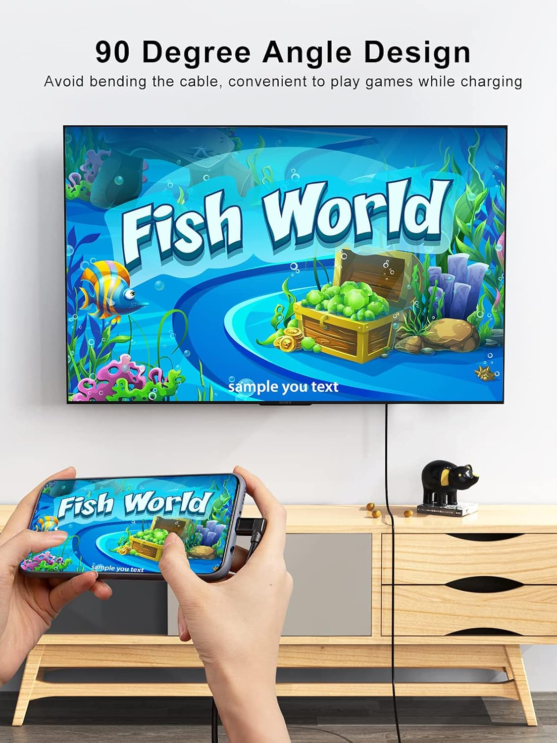 USB C to HDMI Cable Right Angle 4K, Cablecreation USB Type C HDMI Adapter Cable to Connect Laptop to Monitor Thunderbolt 3 Compatible for Ipad Mini 6, Macbook Pro, Samsung Note 9 S10 S9 S8 plus 1.8M