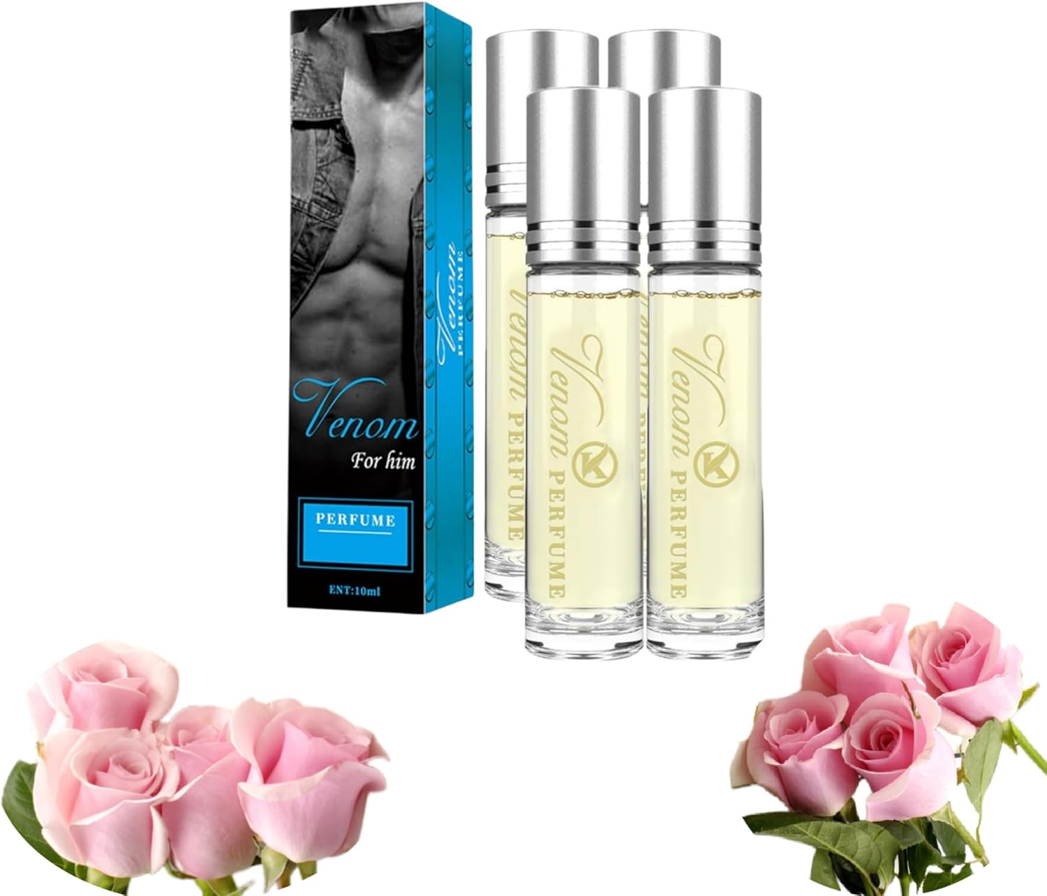 Box Rose Pheromones Perfume,Pheromones Perfumes for Women,Portable Long Lasting Pheromonie Attraction Perfume (4PCS, for Men) image number 1