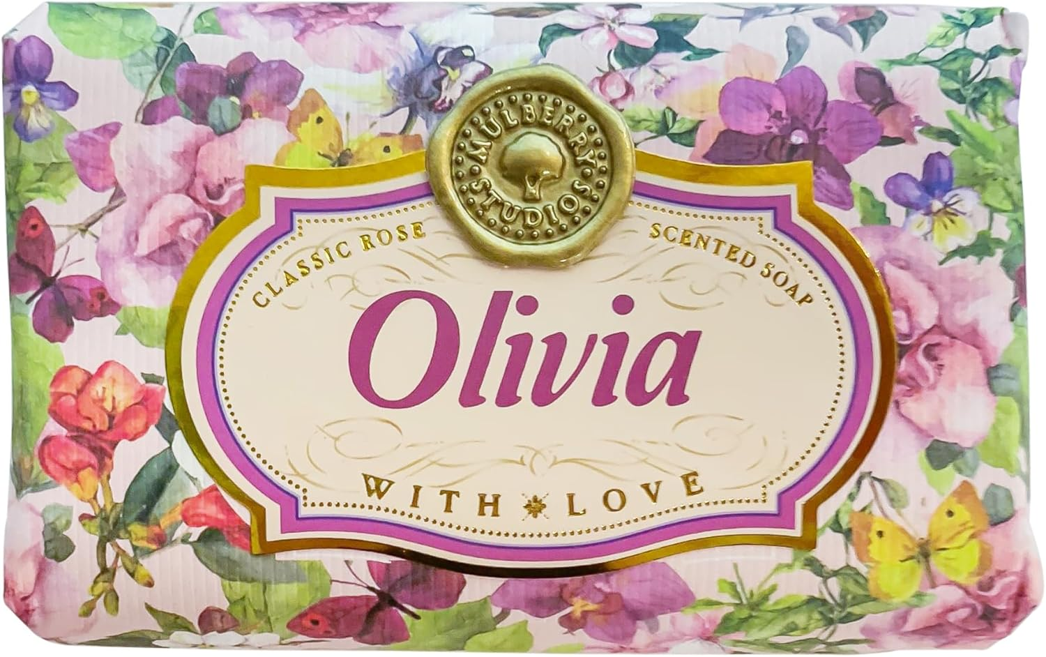 Olivia - Gift Soap Bar Rose Scented Personalised Flower Design Present 113G