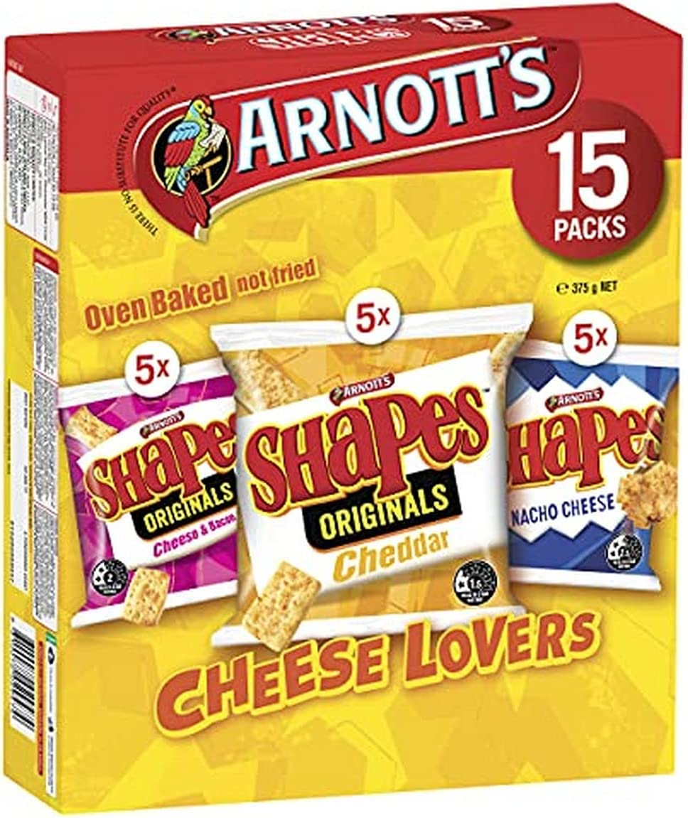 Arnott'S Shapes Cheeselovers Variety Multipack 15 Pack 375G