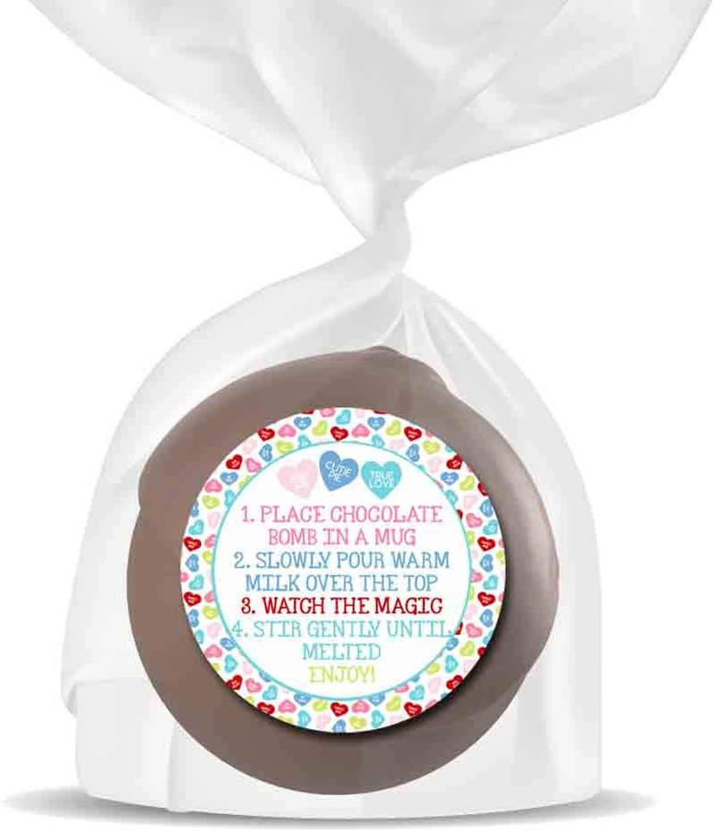 Love Bomb Candy Heart Themed Hot Cocoa Bomb Sticker Labels for Valentine'S Day, Total of 40 2" Circle Stickers (20 Sets of 2) by Amandacreation