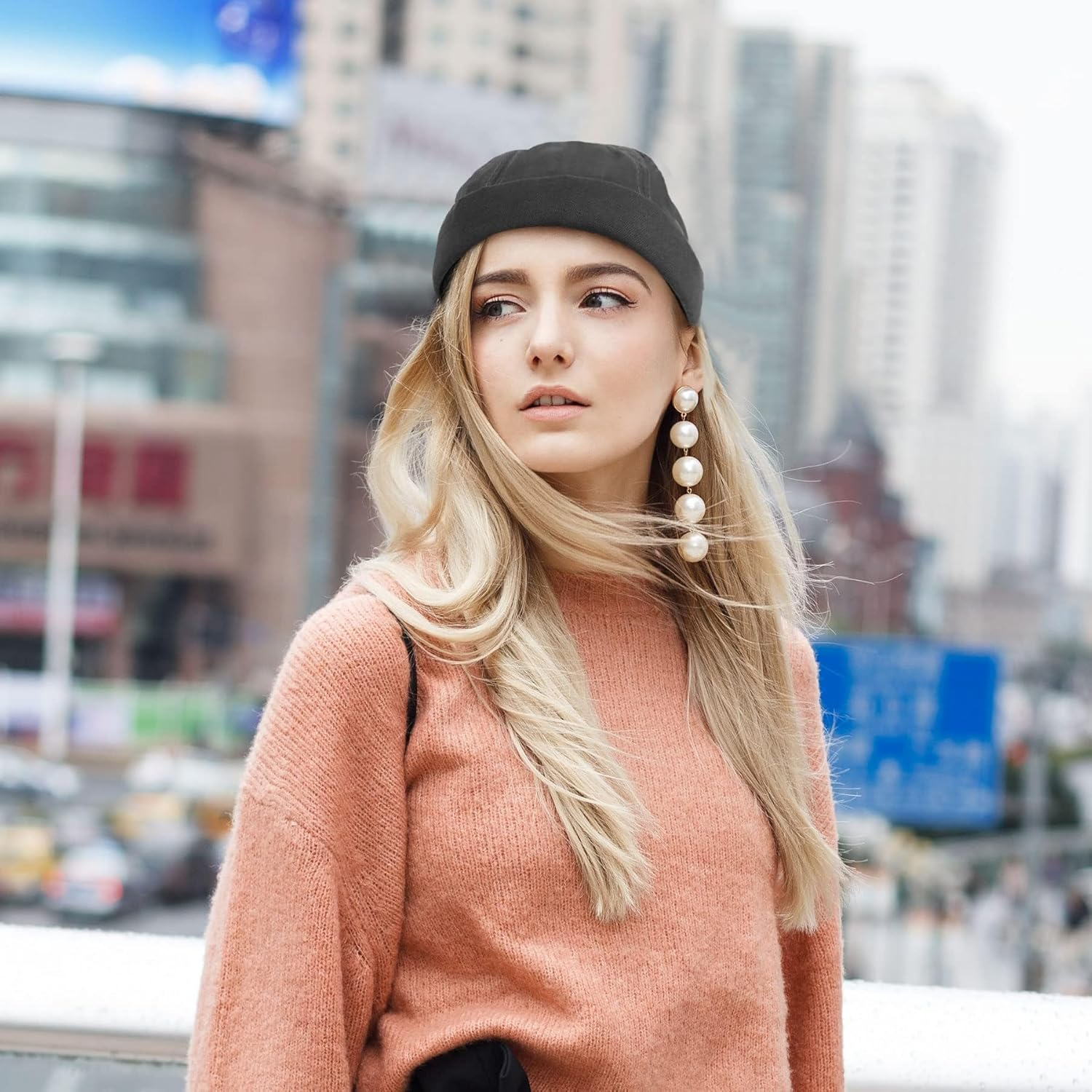 Hebenie Docker Hat Men Trawler Beanie Fisherman Beanie Brimless Cap Worker Sailor Hat Rolled Cuff Retro Fashion Adjustable Docker Cap for Men image number 5