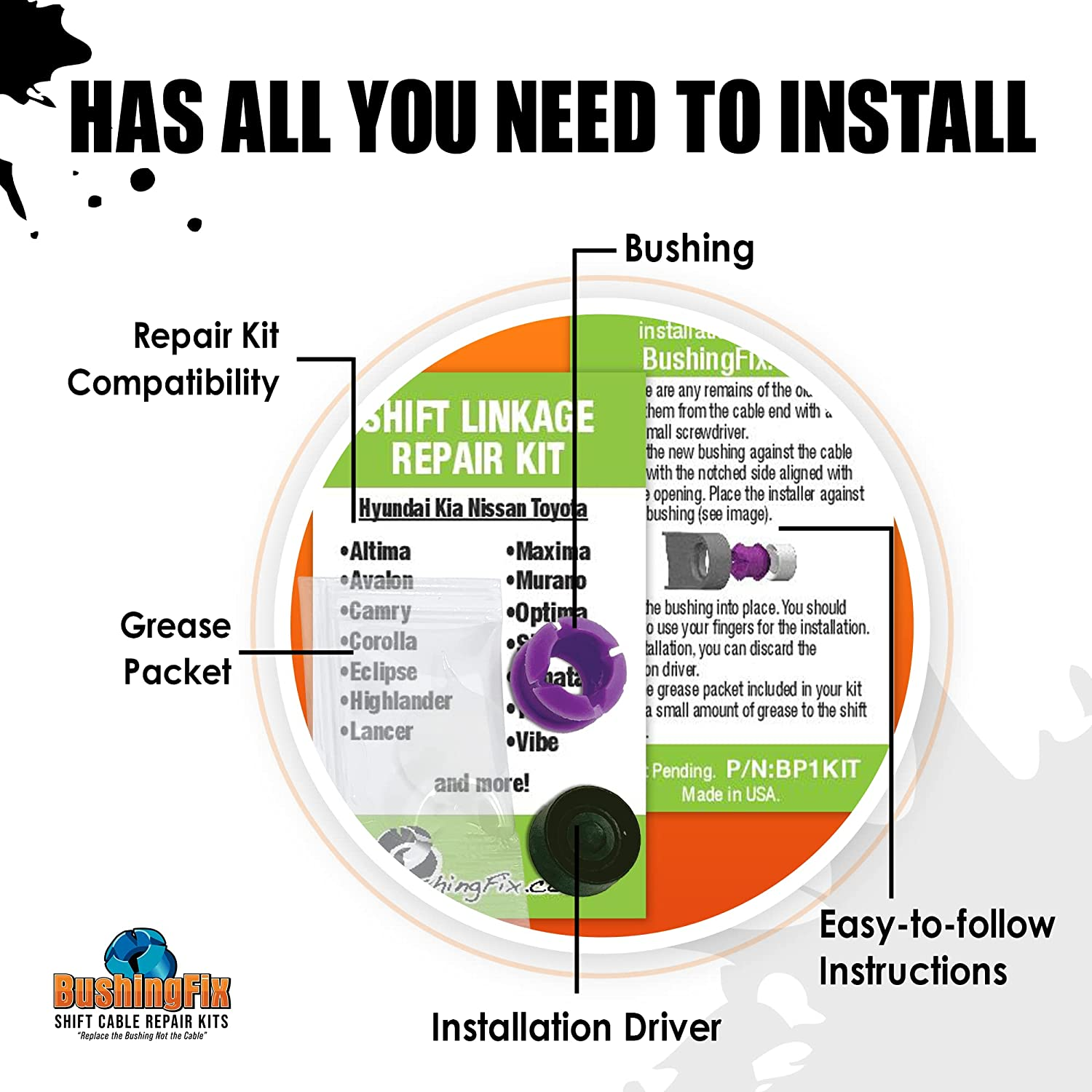 Bushing Fix Bp1Kit - Transmission Shift Cable Bushing Repair Kit image number 1