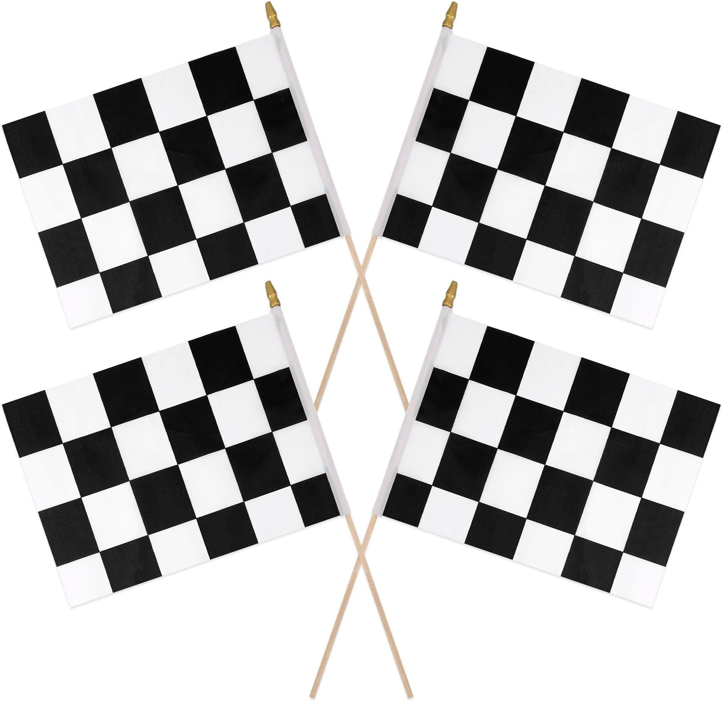 4Pcs Checkered Stick Flags, 11X7.87In Racing Flags with round Spear Top Reusable Black and White Double Sided Printing Racer Flag for NASCAR Race Car Party Sport Events Decorations Supplies image number 6