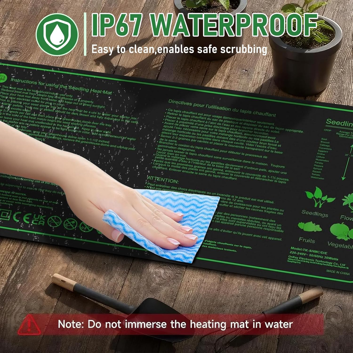 Seedling Heat Mat with Thermostat Controller, 30W Waterproof Heat Pad for Seedling Starting, Durable Seed Heating Mat for Indoor Growing & Seed Germination, Hydroponic Heating Pad 25X50Cm image number 5