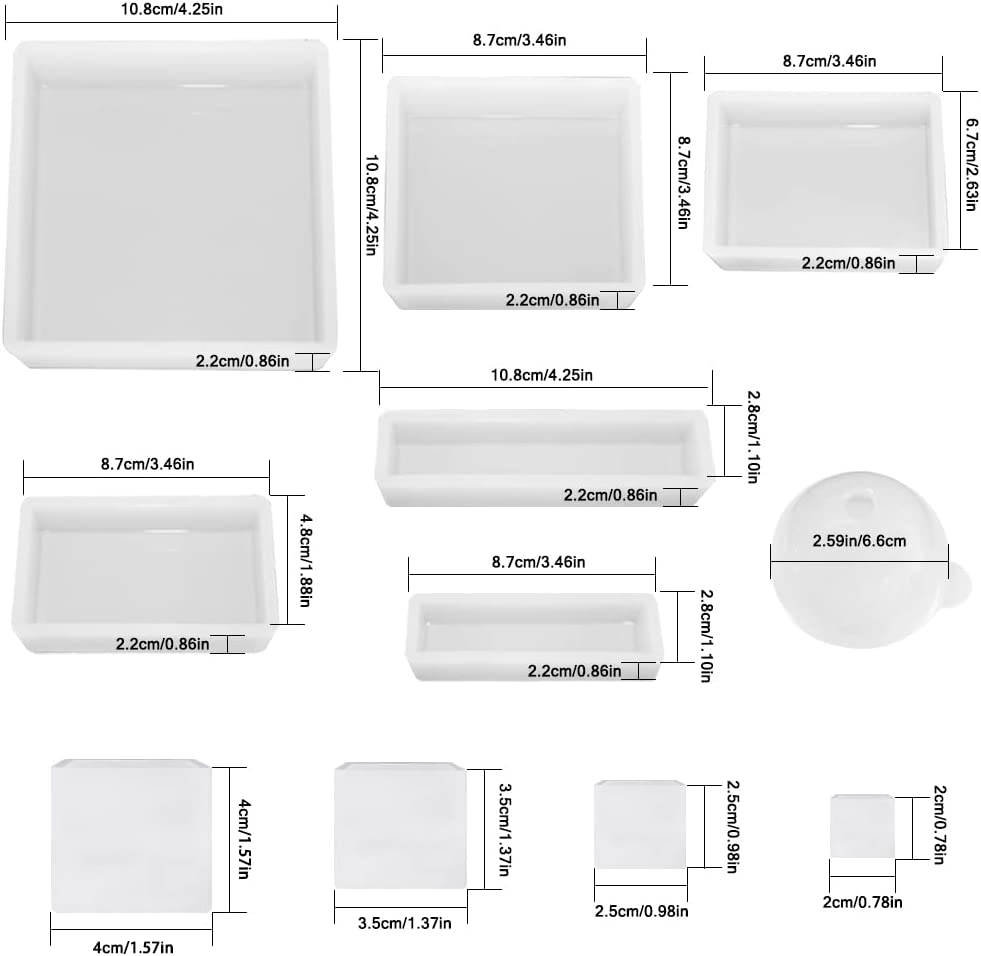 11 Pcs Resin Molds, Finegood Square Silicone Molds for Epoxy Resin Ball Epoxy Resin Molds DIY Cube Box Resin Casting Molds for Jewelry Soap Dried Flower Specimen image number 2