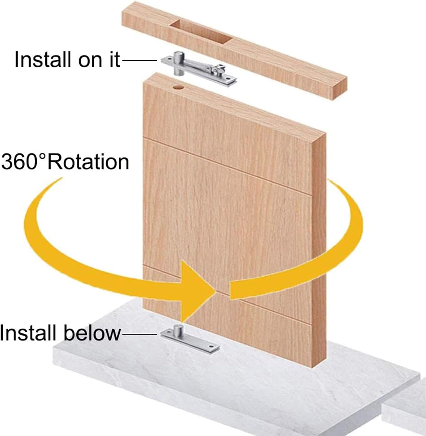 Nlvnmv Door Pivot Hinges, Heavy Duty 360&deg; Rotation Stainless Steel Pivot Hinge for Wood Doors, Invisible Door Hardware for Bookshelves & Secret Rooms image number 6