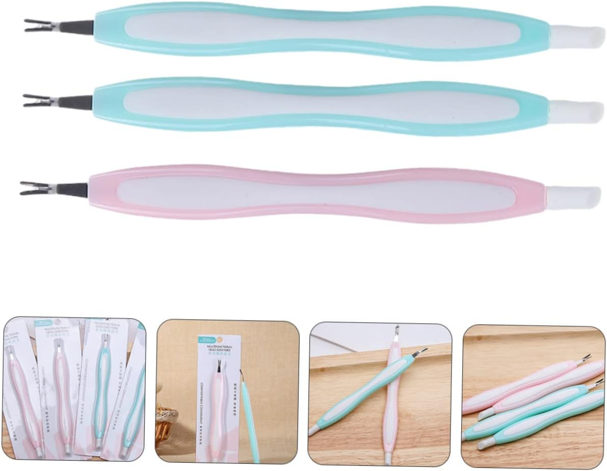 Gogogmee 3Pcs Stainless Steel Dead Skin Fork Set Cuticle Remover Nail Art Tool Professional Manicure Tool for Easy Dead Skin Removal Random Color image number 6