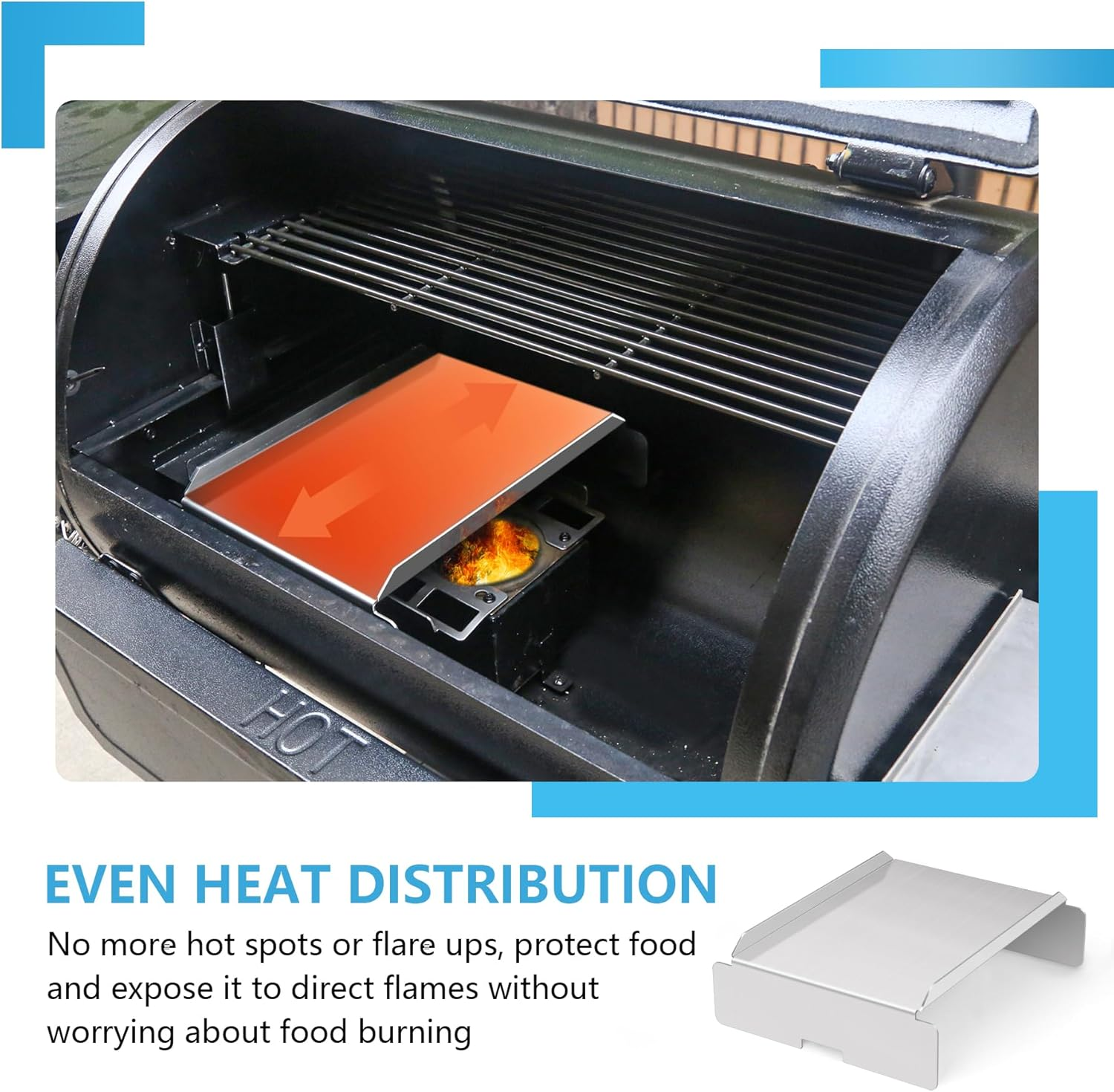 Stainless Steel Grill Heat Baffle Diffuser Replacement for Pit Boss 700 820 850 1000 1150 1250 1300 1600 Series Pellet Smoker Grill Accessories Etc.,Modified Flame Tamer for Pit Boss Heat Deflector image number 1