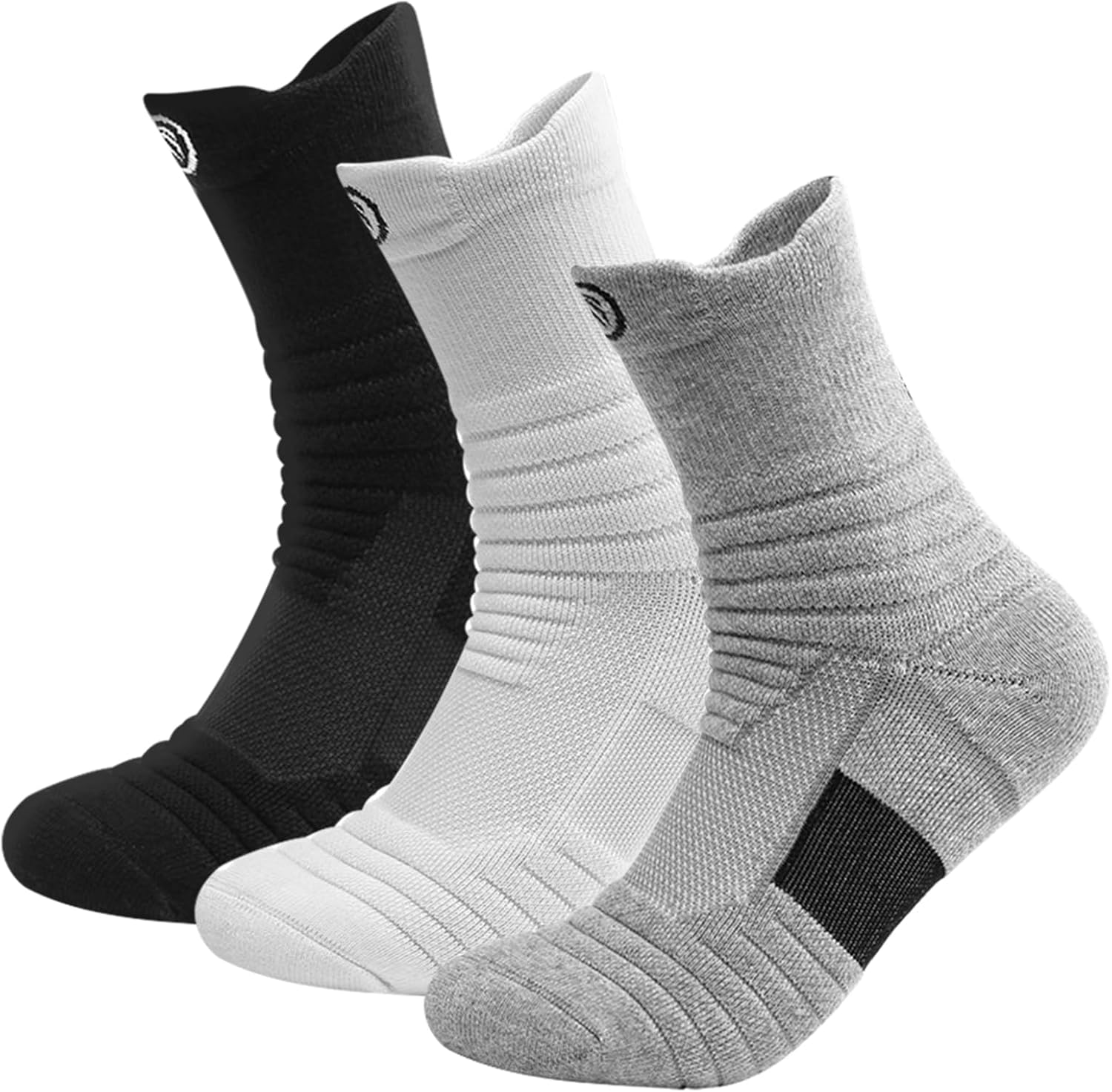 3 Pairs Compression Socks for Men Women, Breathable Thickened Socks anti Blister Sports Socks Comfortable Soccer Socks Cushioned Socks for Football Basketball Hiking Running