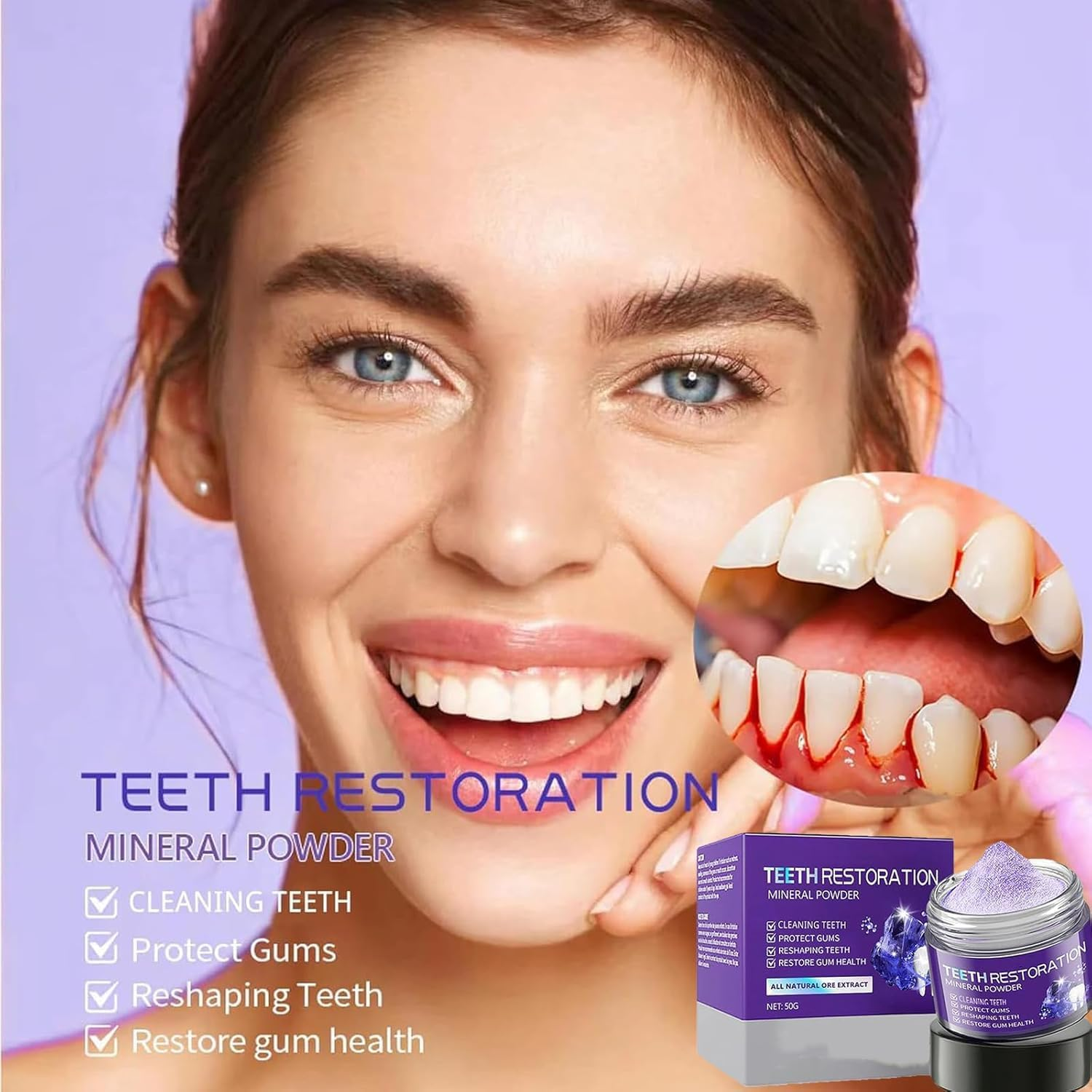3-Pack Teeth Whitening & Strengthening Mineral Powder - Effective Dental Restoration image number 2