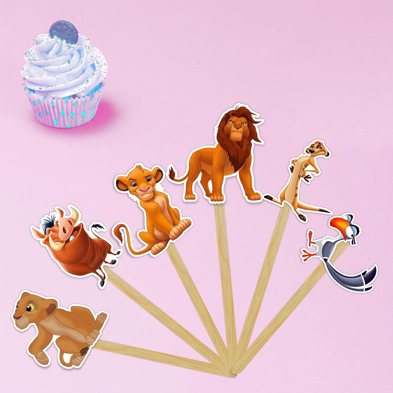The Lion Kng Cupcake Toppers &ndash; Jungle Safari Birthday Party Decorations for Kids, Themed Picks for Cakes & Cupcakes, Perfect for Celebrations image number 1