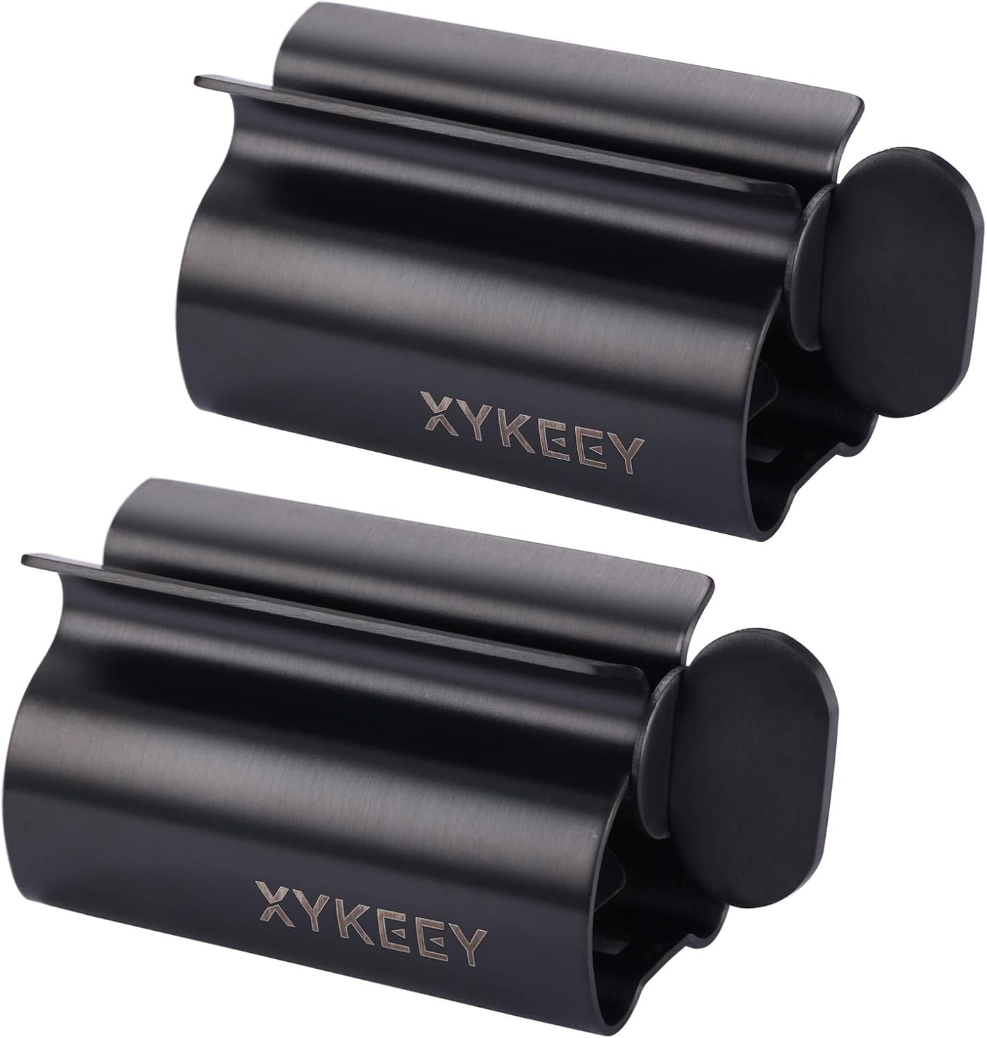 XYKEEY Toothpaste Tube Squeezer - Set of 2 Toothpaste Squeezer Rollers, Metal Toothpaste Tube Wringer Seat Holder Stand (Stainless Steel)