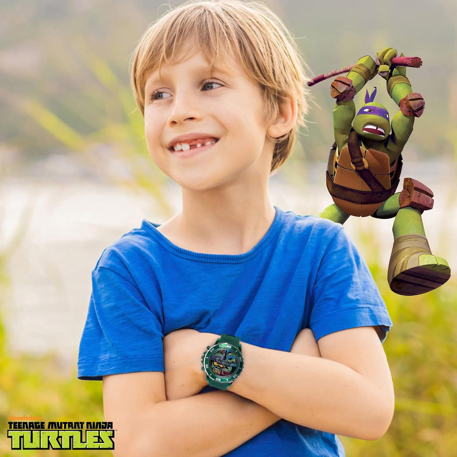 Accutime Ninja Turtles Kids' Digital Watch, Green, Japanese image number 4
