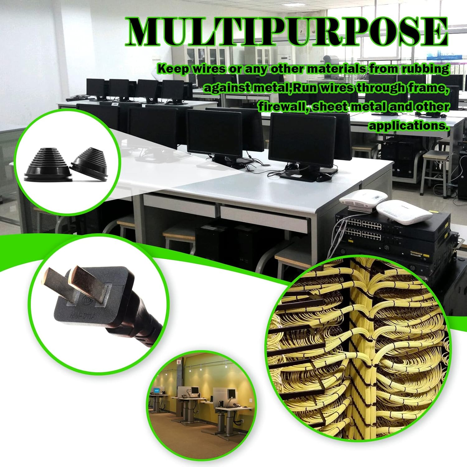 Keadic 25 Pcs 6 Sizes Tower-Shaped Firewall Plug Grommet Assortment Set 25Mm 30Mm 35Mm 40Mm 50Mm 60Mm Synthetic Rubber Electrical Wire Gasket Kit Wire Protection for Vehicle Plumbing image number 1