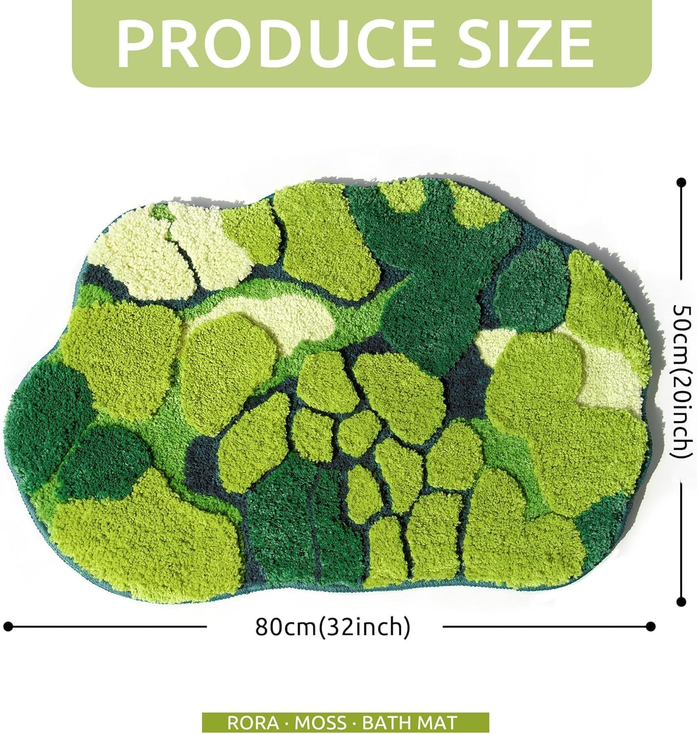 Green Moss Bathroom Rugs Cute Leaf Bath Mat for Bathroom Non Slip Soft Microfiber Water Absorbent Aesthetic Green Bathroom Decor Boho Plush Rug for Shower, 80 * 60Cm image number 3