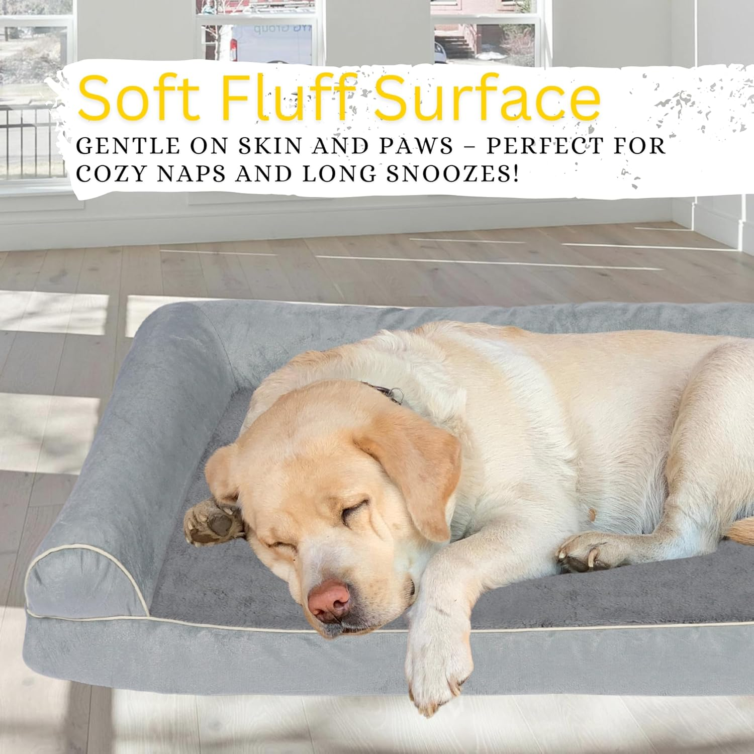 Premium Orthopedic Dog Beds with Egg Foam Support, Large Anxiety Pet Bed with Side Bolsters, 100X60X19Cm Dog Sofa Beds for Medium, Large Dogs with Removable Washable Cover, Ultra-Cozy Pet Crate Bed