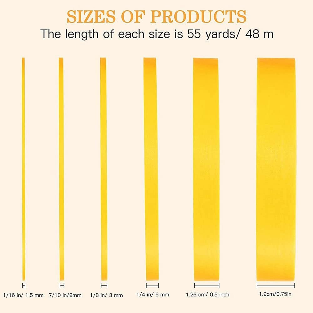 Jingfei 6 Tape 1/16,7/10,1/8,1/4,1/2,3/4 Inch X 55Yard, Fineline Masking Tape, Painters Automotive Masking Tape image number 3