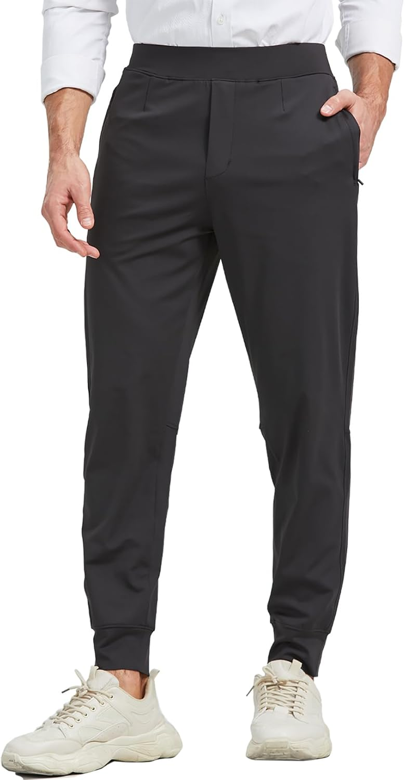 MOVEUP Men'S Stretch Golf Sweatpants Pant with Zipper Pockets Tapered Athletic Joggers Track Workout Pants