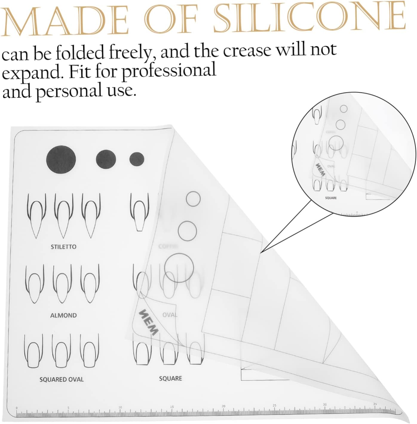 LOLIPPYY Acrylic Nail Mat Flexible up Pad Template for Nail Art Practice Durable Silicone Trainer for Beginners and Professionals Easy to Clean Portable Fingernail Design Tool