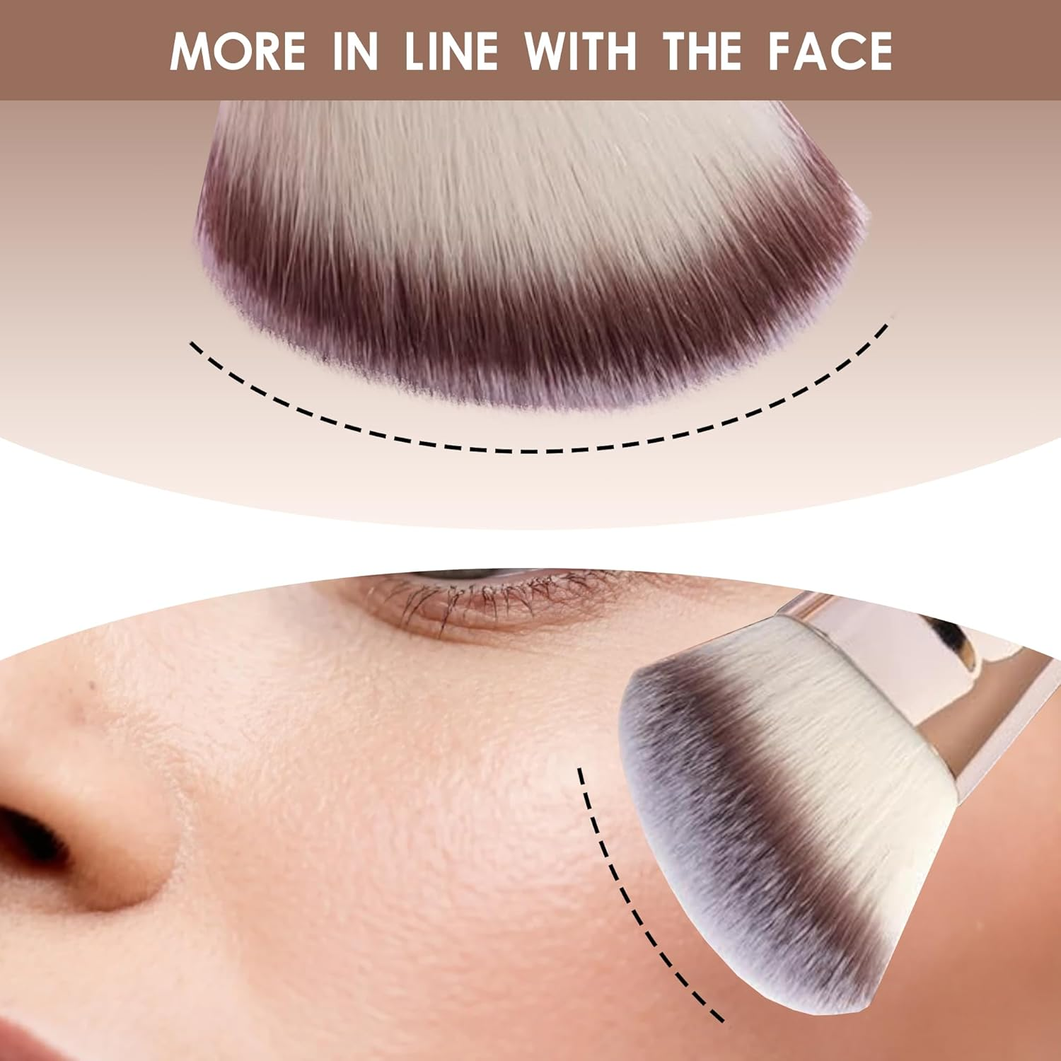 Foundation Makeup Brushes, 2Pcs Premium Double-Ended Makeup Brush (Flat/Angled/Angled Round/Tapered Top) for Buffing Liquid, Cream, Powder, Blending Contour Face Brush(Pink） image number 2