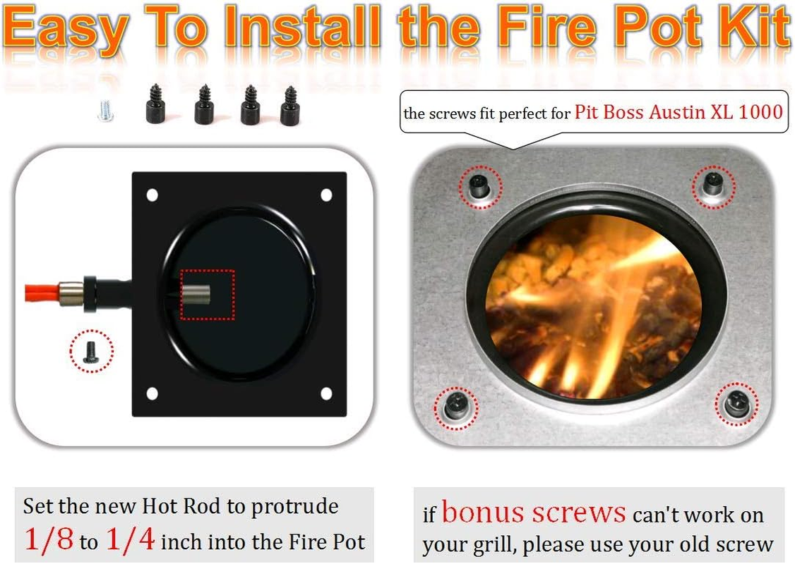 Heavy Duty Steel Porcelain-Enameled Fire Burn Pot and Hot Rod Ignitor Kit Replacement Parts for Traeger & Pit Boss Wood Pellet Grill,Also Fit for Pellet Pro & Z Grills Wood Pellet Grill Smoker image number 6