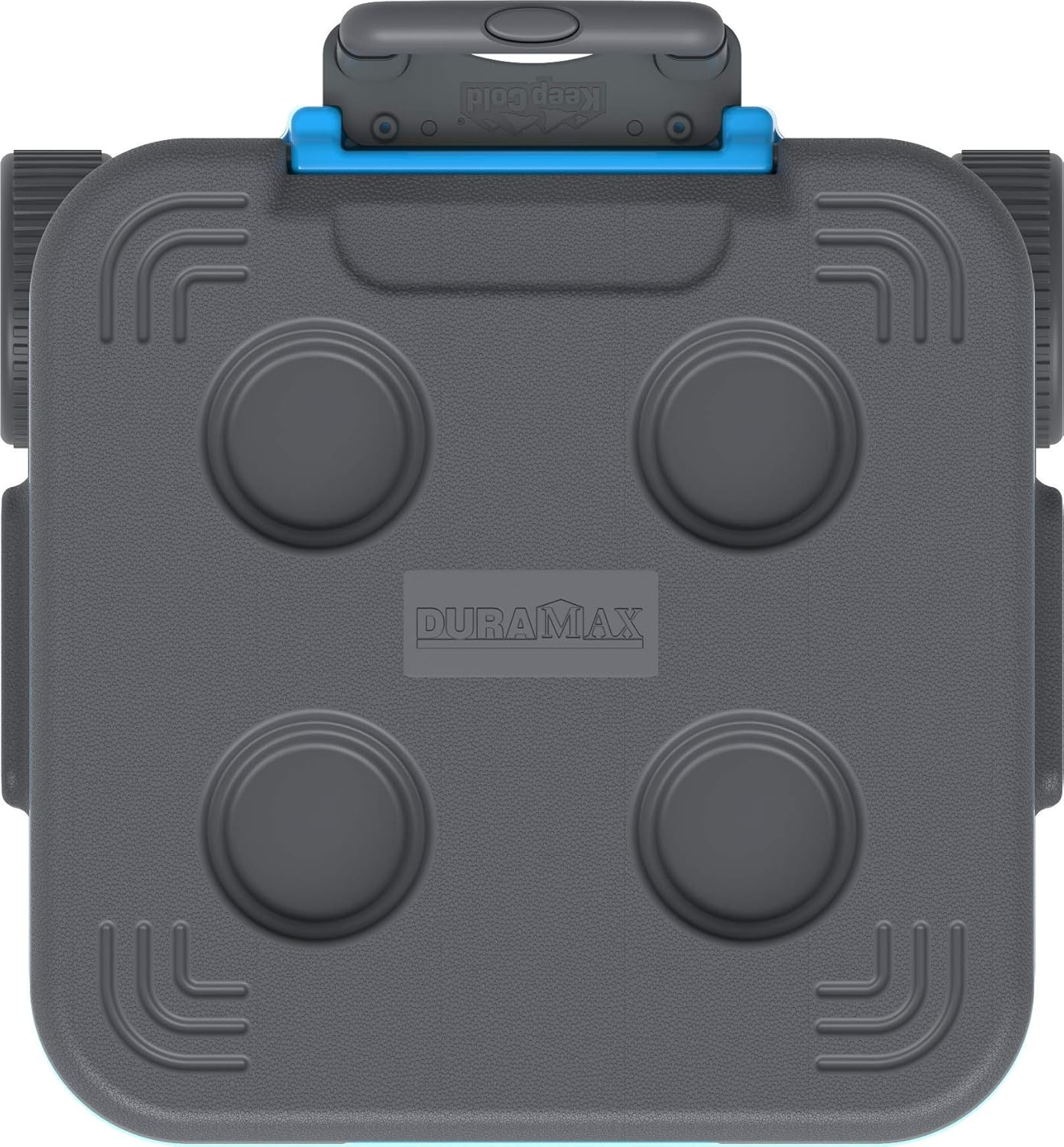 Duramax Trolley Ice Box, Cooler on Wheels, High Performance Cool Box with PU Insulation, Side Handles with Secure Lid Locking & Cup Holders on Lid, Anthracite & Blue image number 2