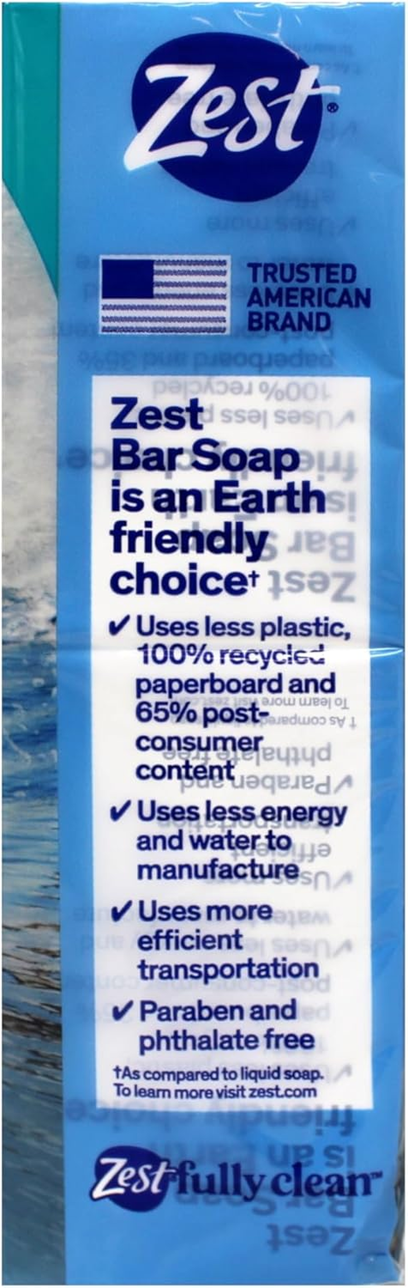 Zest Deodorant Bar Soap, Ocean Breeze, 4 Oz, 8 Bars image number 2