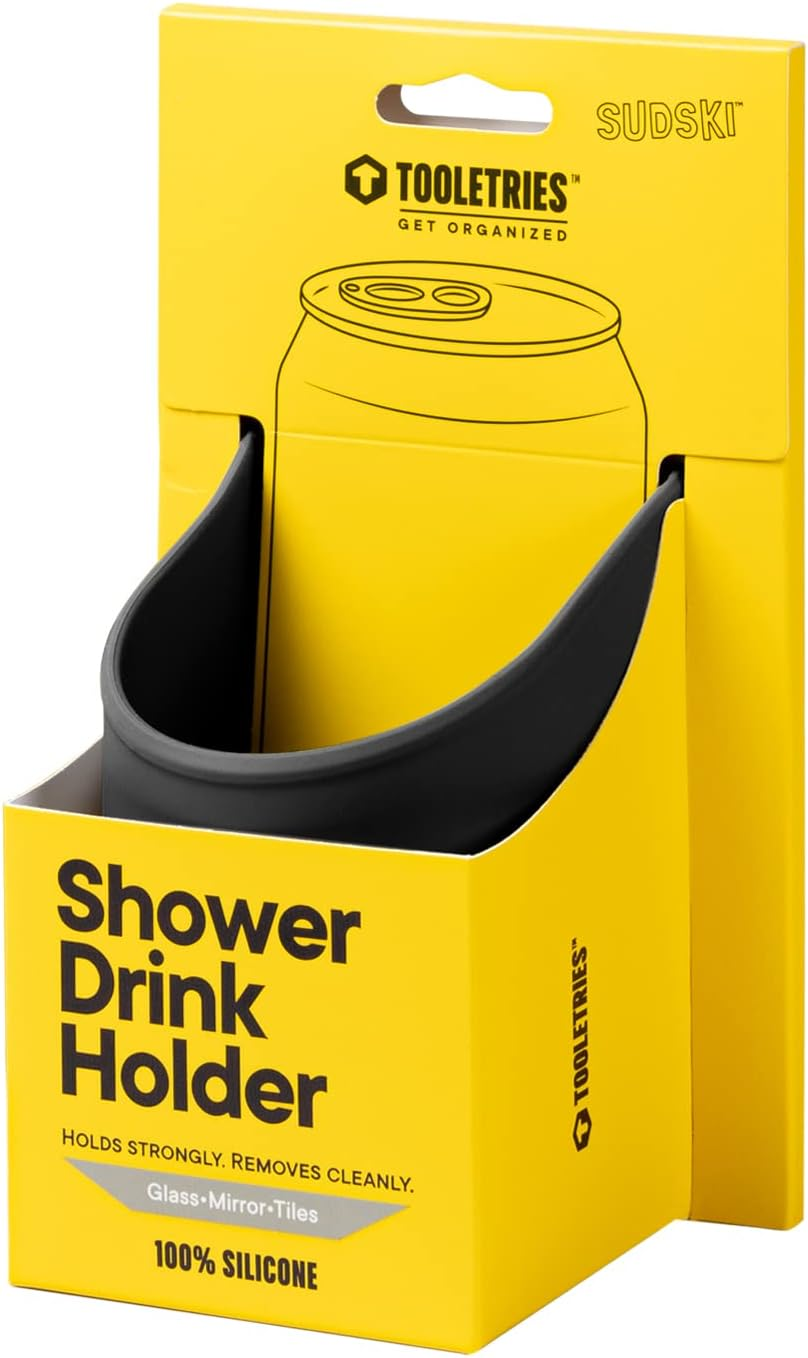 TOOLETRIES Shower Drink Holder - 100% Silicone Can Holder for Beer or Soda - Bathroom Accessory - Silicone-Grip Technology, No Adhesive Needed - Charcoal image number 2