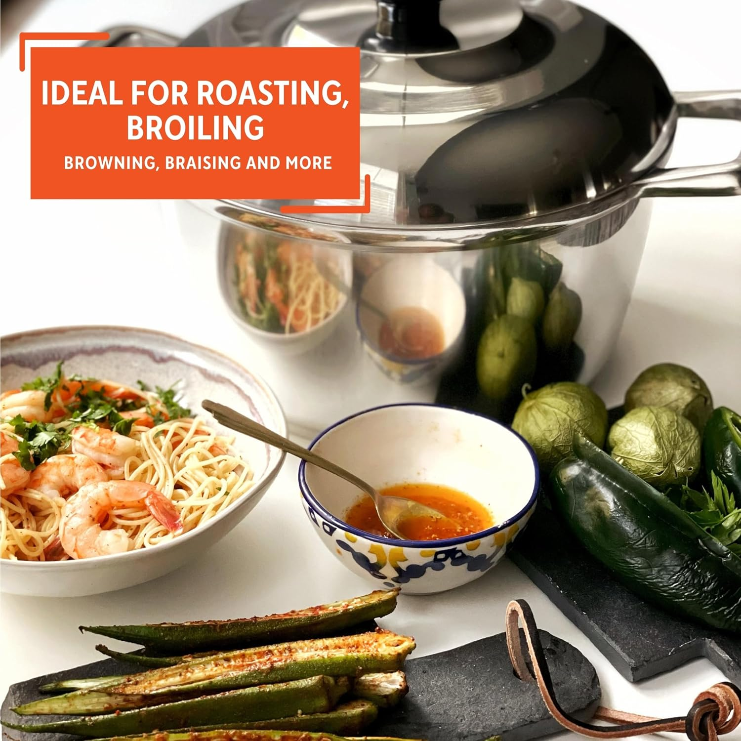 IMUSA USA 5.8 Quart Heavy Duty Cajun Cast Aluminum Dutch Oven with Lid, Silver, (IMU-89307) image number 3