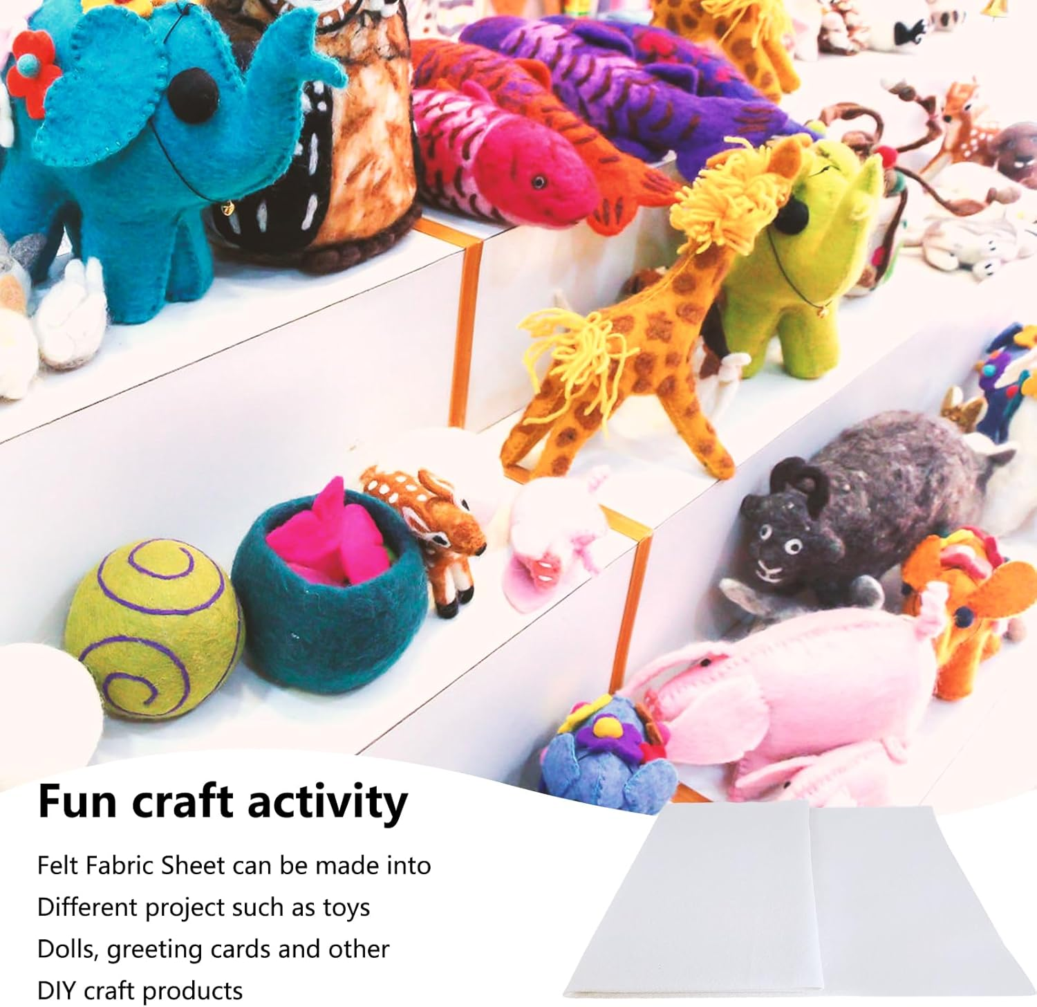 Soft Felt Fabric, 90X90Cm Felt Sheets, 1.4Mm Thick Craft Felt, Felt Fabric by Metre for Art & Craft Project (White) - Apricot image number 5