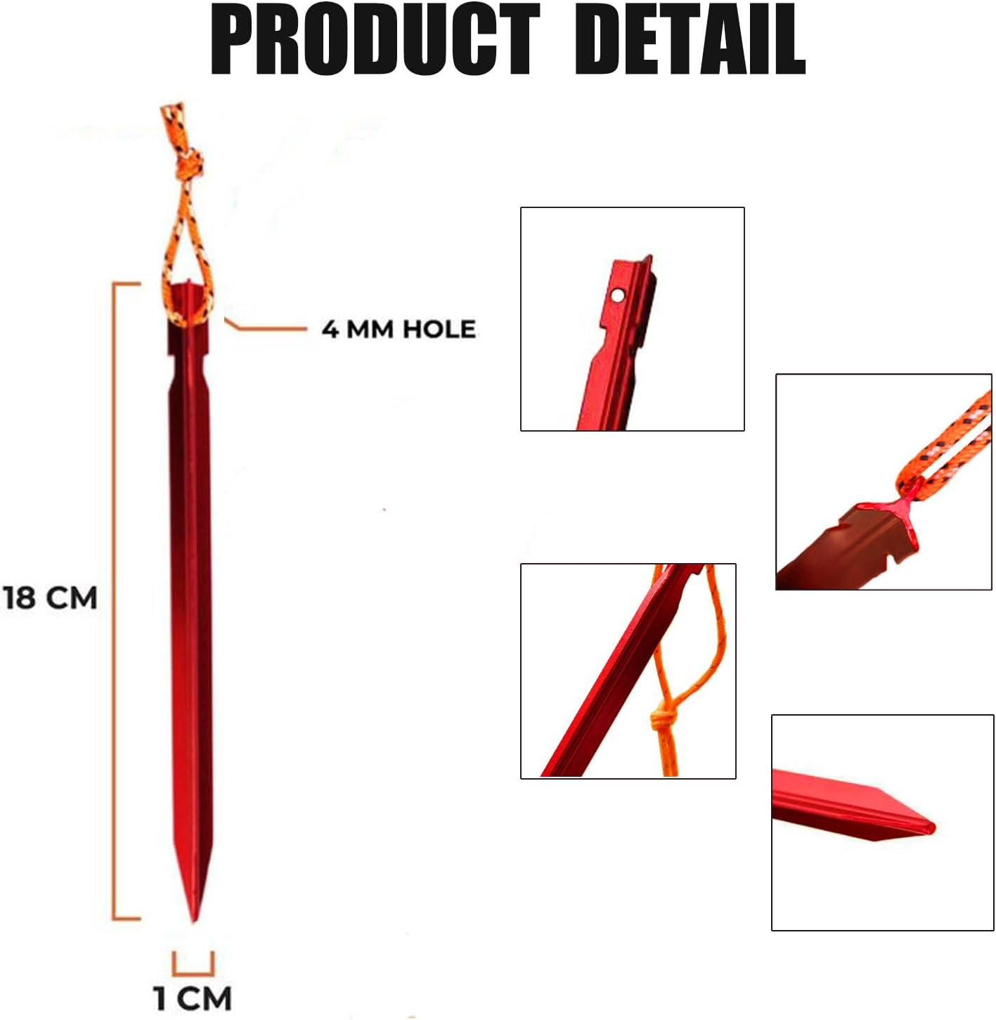 12 Pieces Tent Pegs - Y-Shaped Aluminium Alloy Campingtent Stake Nail with Reflective Rope for Camping
