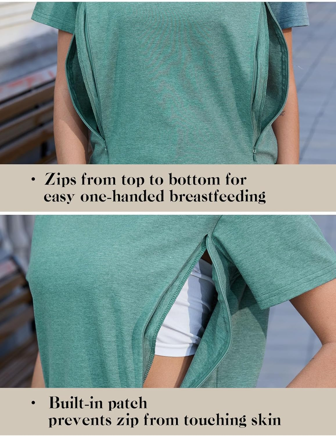 Liu & Qu 3-Pack Breastfeeding Shirts for Women with Hidden Zippers Short Sleeve Maternity Nursing Tops image number 2