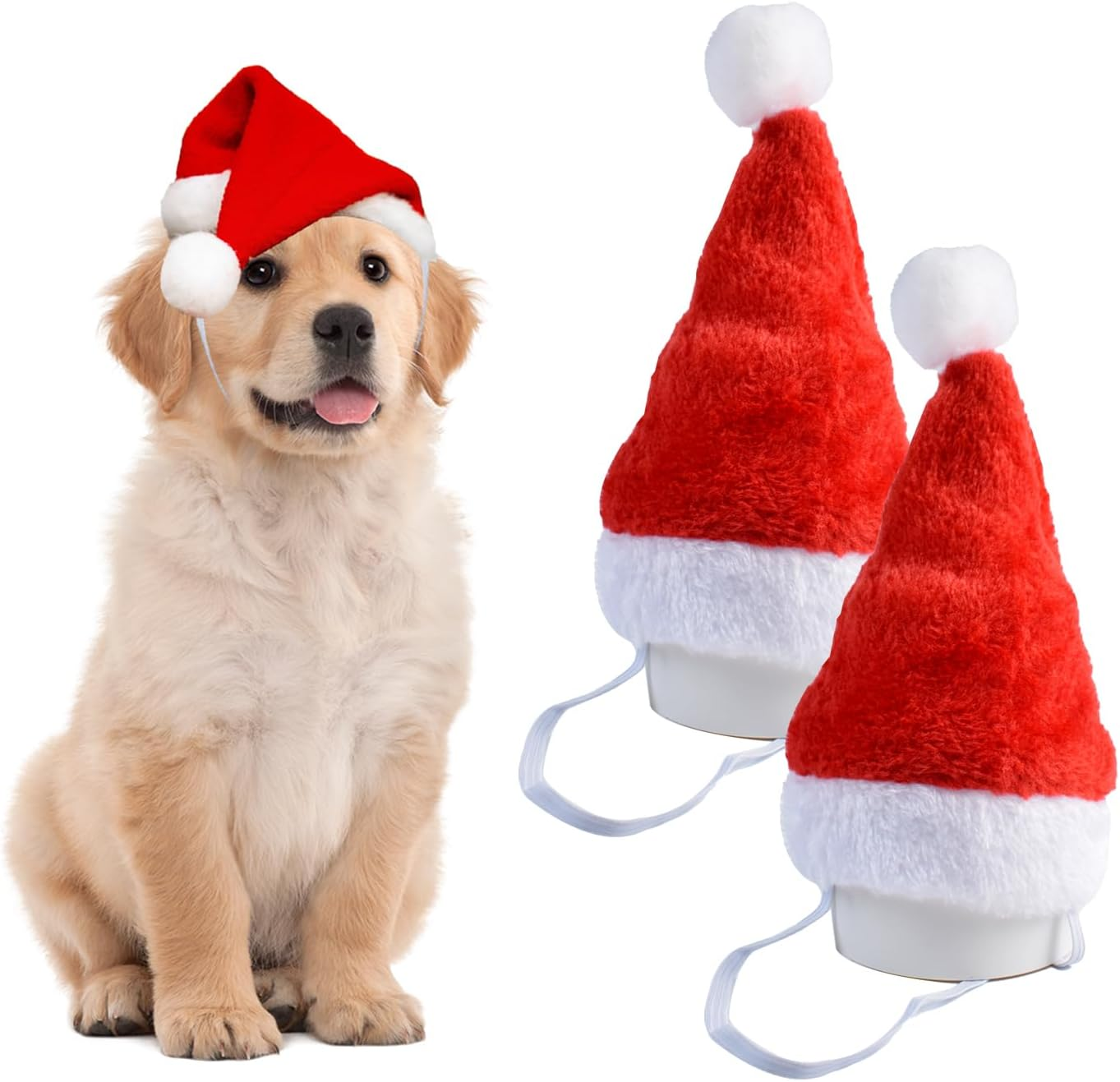 Mini Dog Santa Hat for Dogs Christmas Hat,Small Cat Santa Hats(Red) image number 4
