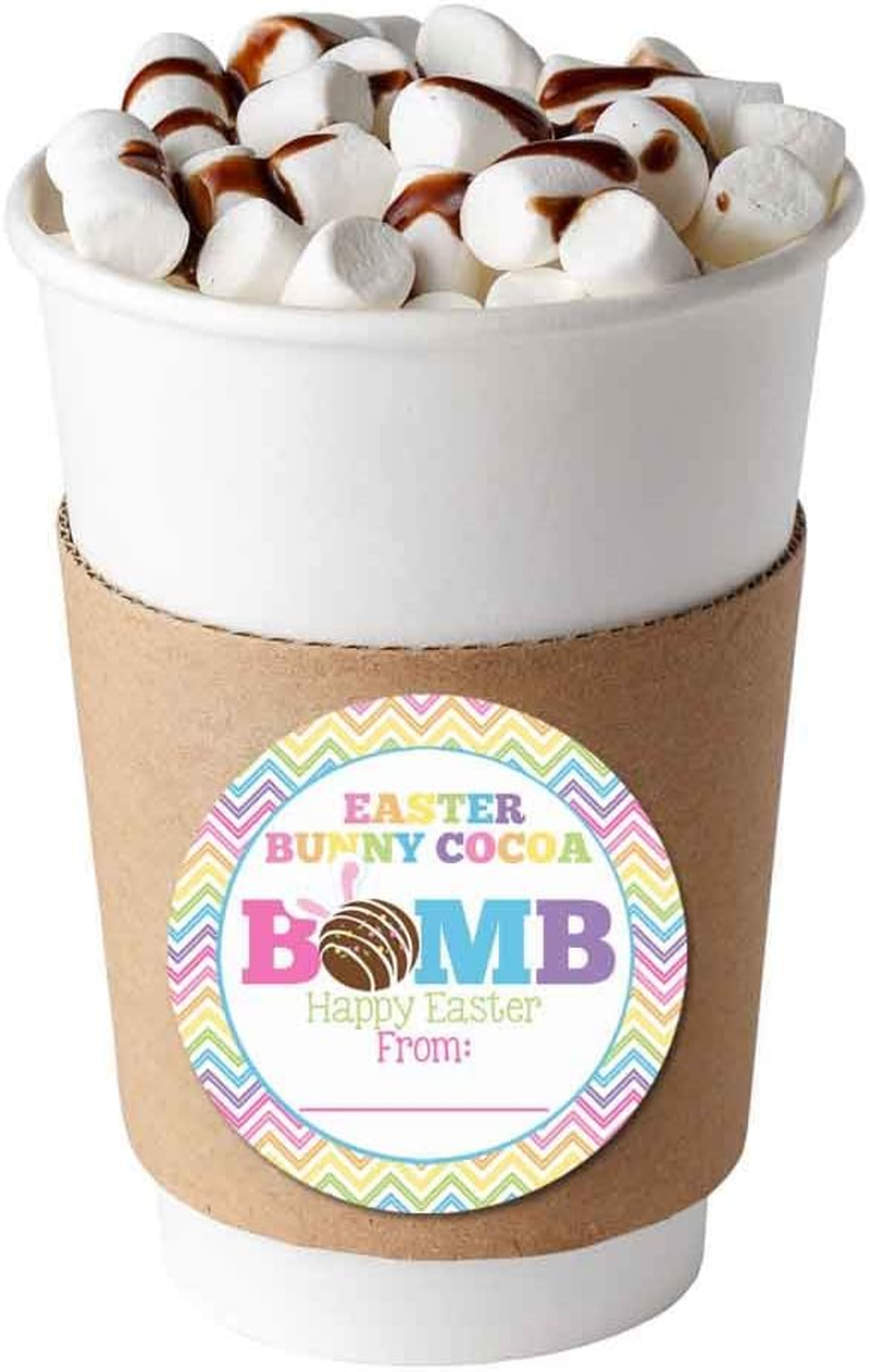 Easter Bunny Cocoa Bomb Bunny Ears Themed Happy Easter Hot Cocoa Bomb Sticker Labels, Total of 40 2" Circle Stickers (20 Sets of 2) by Amandacreation image number 1