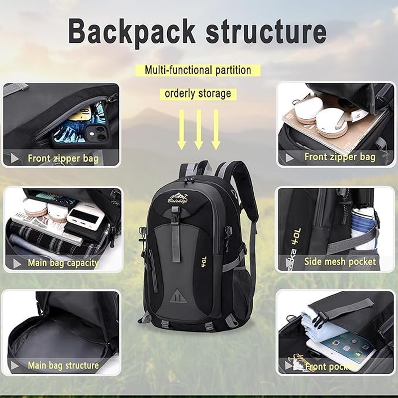 ROSSRORE Foldable Backpack 20L Waterproof Lightweight Pack, Travel Daypack for Men & Women,Hiking Backpack for Travel Camping Cycling 0.46Lb Winter Outdoor Leisure Gear - Blue image number 5