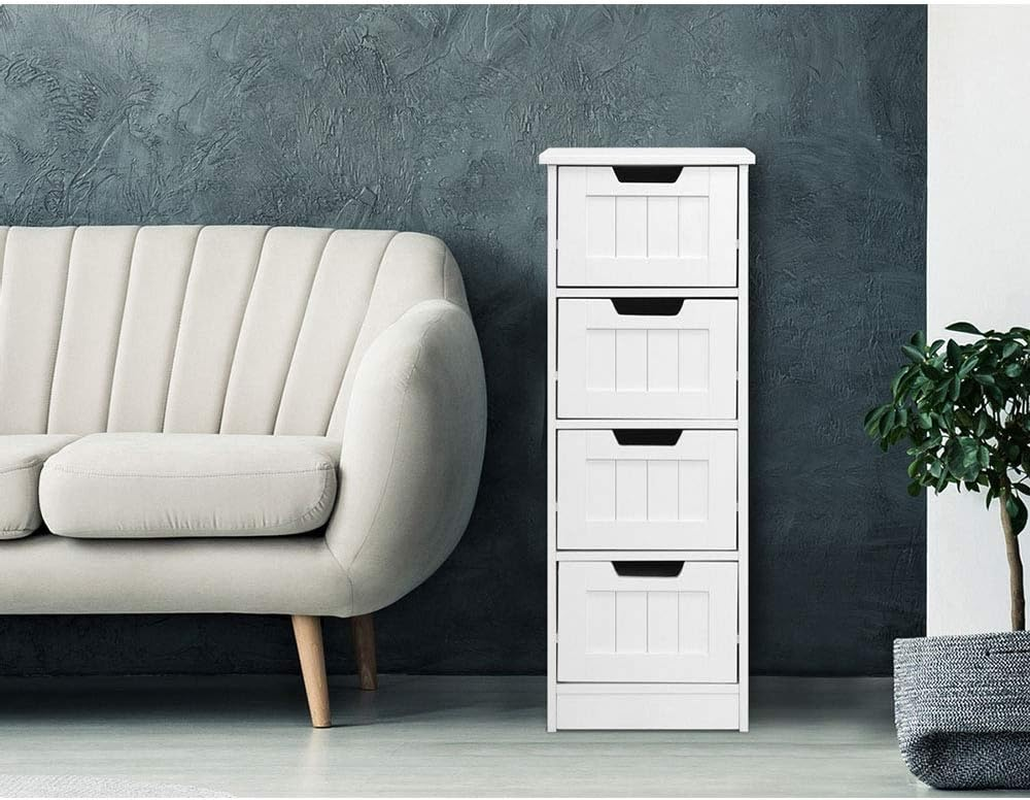 Artiss Chest of Drawers 4 Drawer White Tallboy, Dresser Clothes Storage Cabinet Organizer Bedside Table Bedroom Furniture Home Living Room Hallway Entryway image number 2