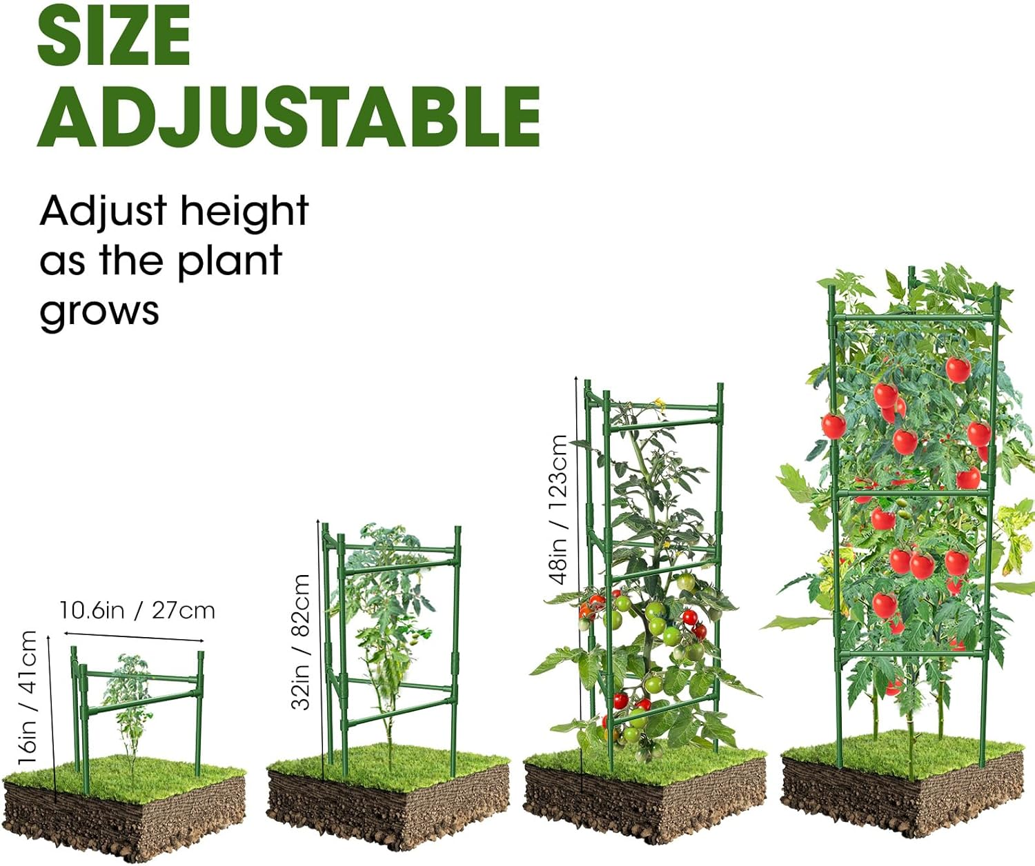 3 Pack Tomato Cages Trellises for Garden, 120Cm Tomato Triangle Cages Trellis for Raised Garden Bed and Pots, Plant Cages & Supports (3 Pack) image number 2