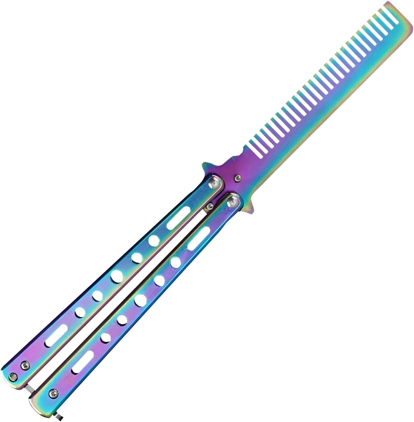 KOMUNJ 1 Piece Butterfly Comb Stainless Steel Foldable Butterfly Comb Pocket Comb Spring Hair Comb for Hair Barber Comb Hair Styling Accessories image number 2