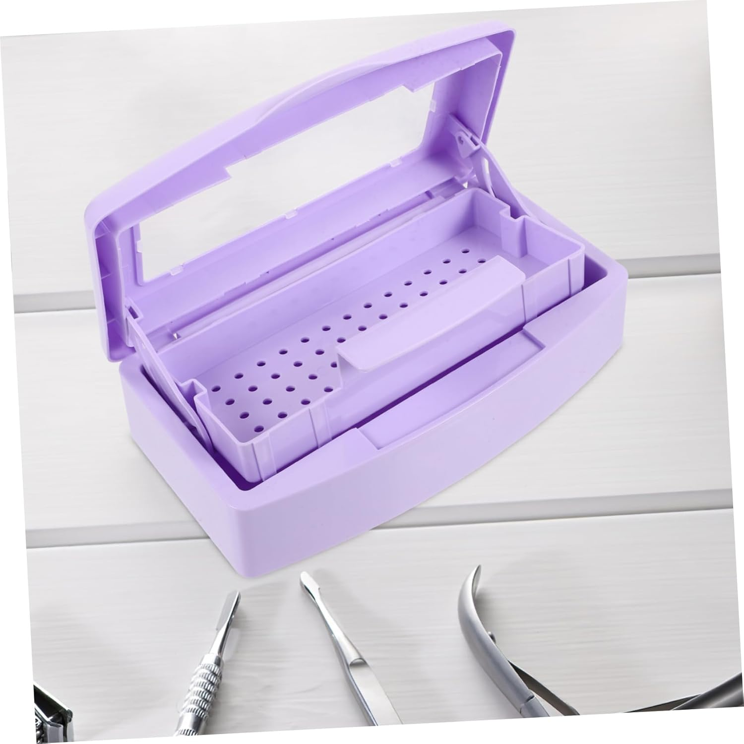 CALLARON Nail Tool Cleaning Tray Durable Manicure Tool Sterilizer Box for Professional Home Use for Eyelash Tweezers and Salon Tools Leak Storage Organizer image number 5