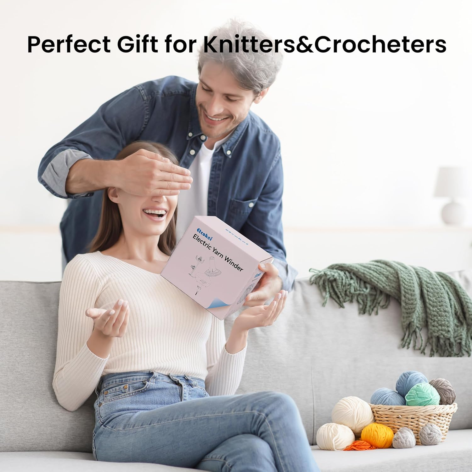 Etcokei Electric Yarn Ball Winder for Crocheting, Strong Tension Stepless Speed Make Compact Cake, Automatic Yarn Spinner Wool Roller, Ideal Helper for Knitting Lovers - White image number 6