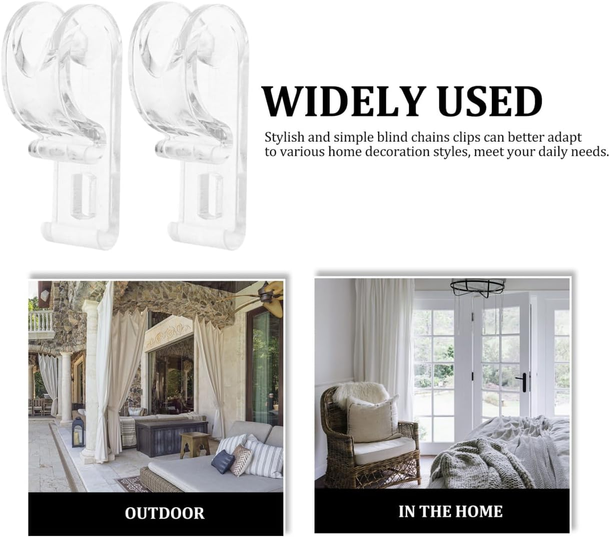 Luxshiny Curtain Chain Holder Blind Cord Guide 30Pcs Roller Shade Clear Saftey Chain Retainer and Cord Guide Fixation Hook P Clip for Roller Blinds Cord and Bead Chain Tension Device