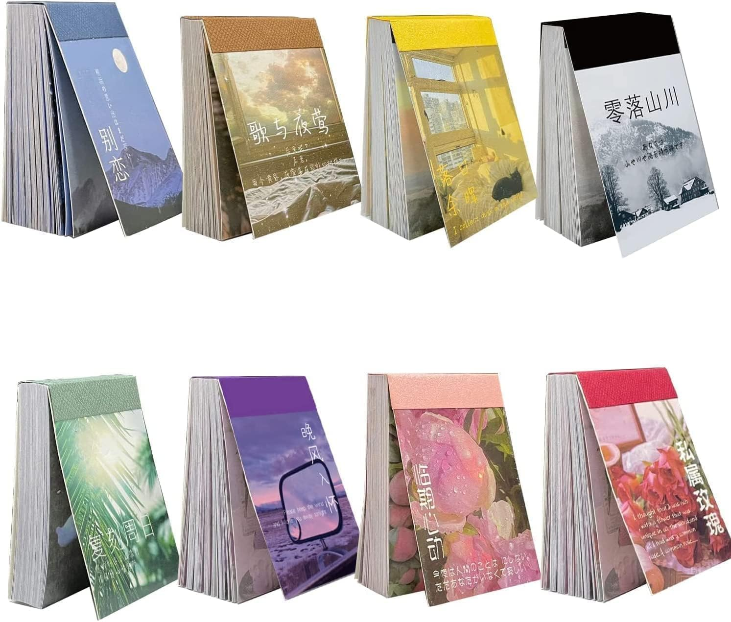 Betterjonny 400Pcs Washi Paper Stickers - 8 Styles Vintage Aesthetic Scrapbooking Decorative Stickers for Scrapbook Journaling DIY Arts Crafts image number 1