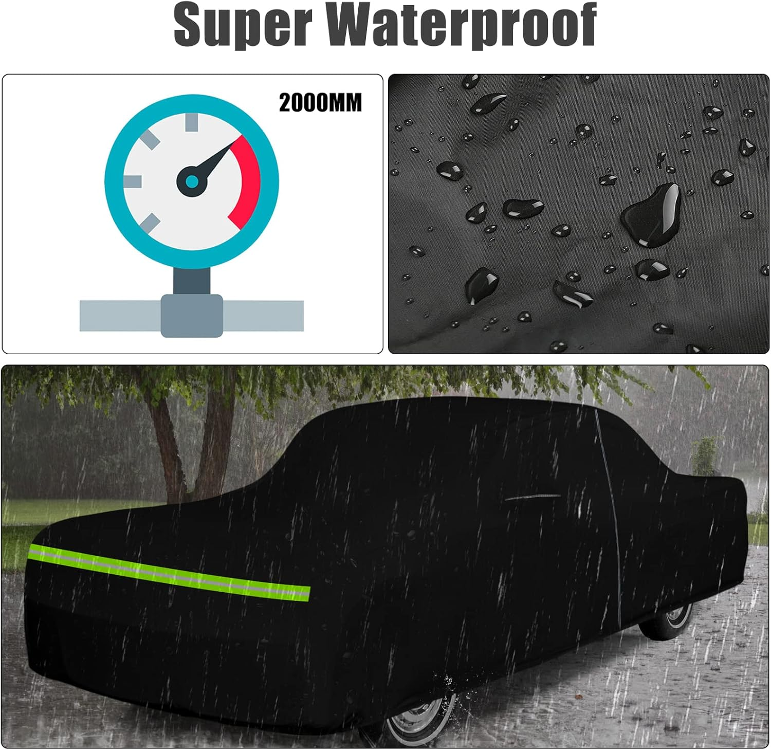 SAPUBK Waterproof Car Cover Compatible with Chevrolet Bel Air / 150/210 1950-1957 Sedan/Coupe/Hardtop 210T All Weather Classic Car Covers with Zipper Door for Snow Rain Protection, Black - 1961-1968 Continental image number 4