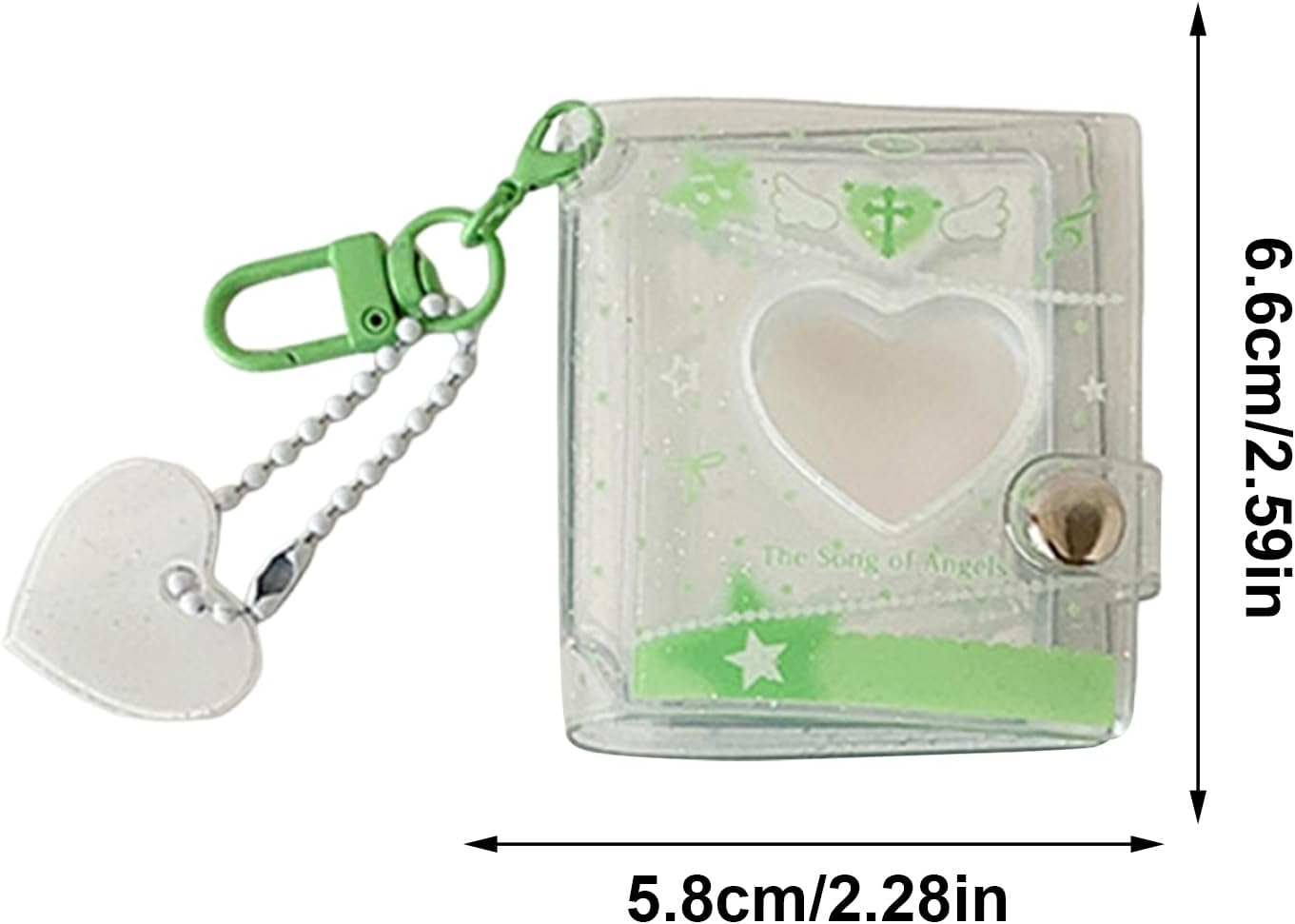 Keychain Picture Holder - Handmade Small Heart Keyring | 2 Inch Photo Album with Keychain | for Wedding Graduation Birthday Travel Office School Luggage Bags Backpack Handbag - Black image number 5