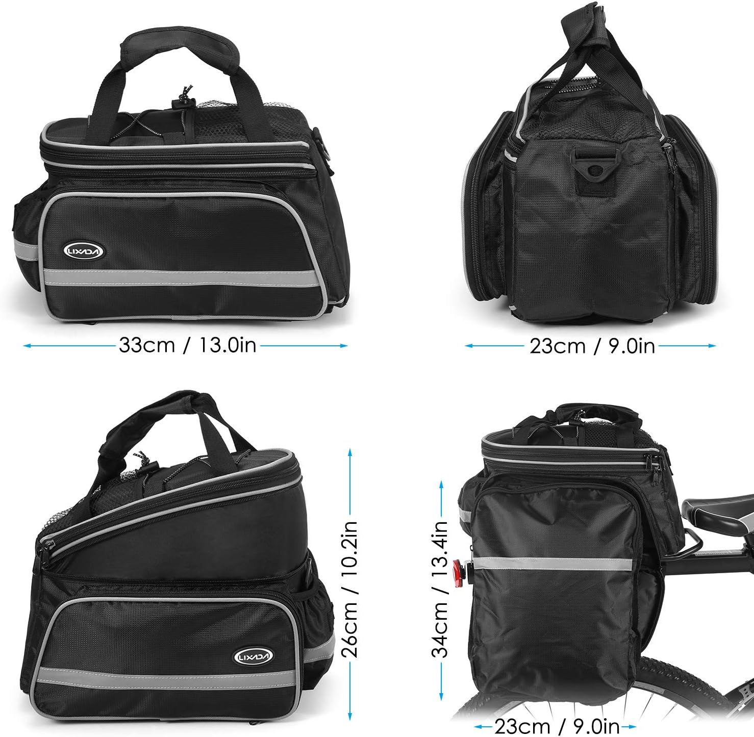 Mingzhe Waterproof Bicycle Rear Seat Bag Cycling Bike Trunk Bag Bike Pannier Bag Shoulder Bag with Rain Cover image number 5