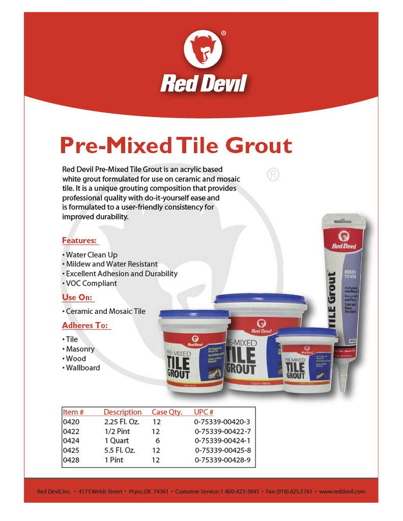 Red Devil Pre-Mixed Tile Grout Squeeze Tube 163 Ml, White image number 4